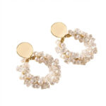 1PCS Pearl crystal circular earrings
