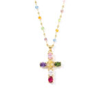 1PCS Colorful Cross Accented Crystal Necklace