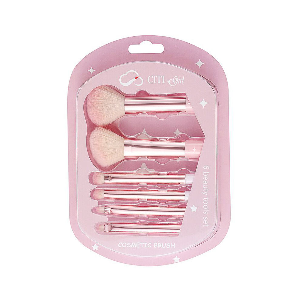 1 6PCS Pink Soft Synthetic Makeup Brush - Image 1