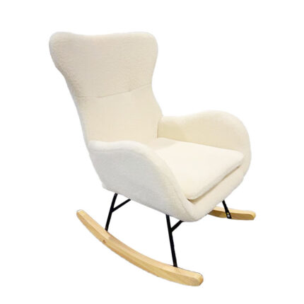 1pcs Cream Modern High Back Rocking Chair