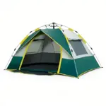 Green yellow 3-4 person automatic pop up windproof camping tent for beach hiking outdoor use