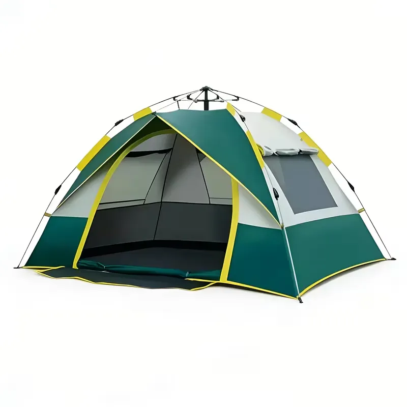 3-4 Person Pop-Up Windproof Camping Tent Green yellow 3-4 person automatic pop up windproof camping tent for beach hiking outdoor use