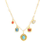 1PCS Titanium steel gemstone pendant necklace