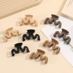 Assorted neutral tone matte wavy small hair claw clips with strong non-slip grip, fashionable hair styling accessories for women to fix half-up hairstyle in daily life and casual occasions Assorted neutral tone matte wavy small hair claw clips with strong non-slip grip, fashionable hair styling accessories for women to fix half-up hairstyle in daily life and casual occasions