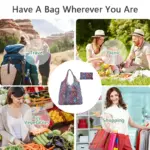Foldable Zipper Printed Shopping Tote - Image 6