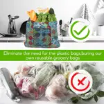 Foldable Zipper Printed Shopping Tote - Image 4