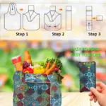 Foldable Zipper Printed Shopping Tote - Image 7