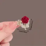 Wine Red Velvet Rose Mini Pearl Hair Pins - Image 5