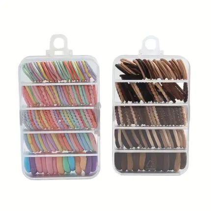 Boxed hair bobby pins, colorful and brown metal hair clips storage set for daily hairstyle fixing
