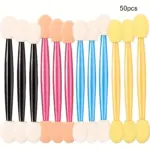 Multicolor double-ended sponge disposable eyeshadow applicator wands for eyeshadow blending and daily eye makeup application
