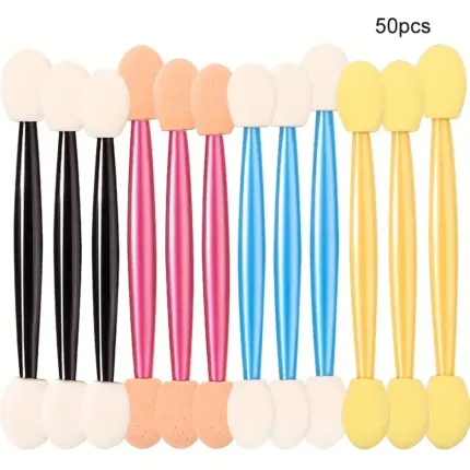 Multicolor double-ended sponge disposable eyeshadow applicator wands for eyeshadow blending and daily eye makeup application
