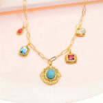 1PCS Titanium steel gemstone pendant necklace - Image 3