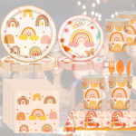 133Pcs Boho Rainbow Party Tableware Set - Image 5