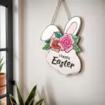 Easter Bunny Wooden Flower Hanging Ornament - Image 3
