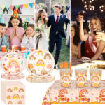 133Pcs Boho Rainbow Party Tableware Set - Image 2