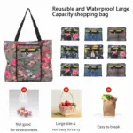 Foldable Floral Reusable Grocery Shopping Bag - Image 3
