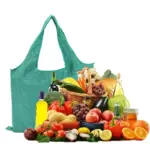 Reusable Foldable Green Polyester Grocery Tote Bag, Large Capacity Shopping Bag for Vegetables Fruits Market Shopping