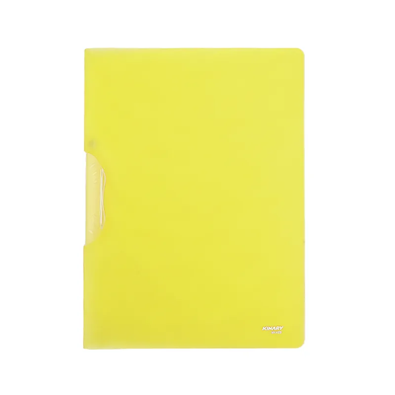 Color-Coded Transparent Plastic Document Folder for Office Paper Organization Bright yellow translucent plastic single pocket document folder for office paper storage