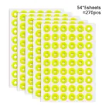 Green yellow pink neon hollow circular ring sticker sheets, 270 total fluorescent ring labels for sorting marking, kids crafts and holiday decoration
