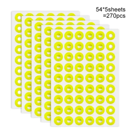 Green yellow pink neon hollow circular ring sticker sheets, 270 total fluorescent ring labels for sorting marking, kids crafts and holiday decoration
