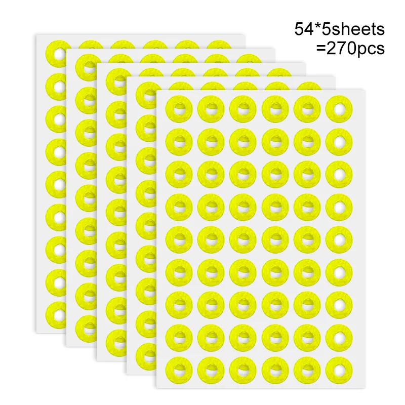 Fluorescent Circular Ring Marking Stickers 270 Count Green yellow pink neon hollow circular ring sticker sheets, 270 total fluorescent ring labels for sorting marking, kids crafts and holiday decoration