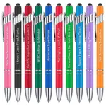 Multicolor metal click ballpoint pens with funny nurse inspirational quotes, built-in stylus tip for touchscreen use, bulk gift set for nursing staff