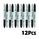 12 pieces of two-tone double-headed marker pens with black and white appearance, ideal for student hand drawing, document marking and daily office writing scenarios.