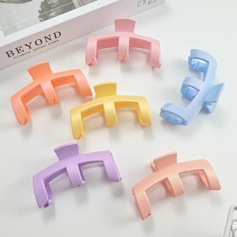 Multicolor matte solid plastic mountain shaped hair claw clips for women half up hair styling
