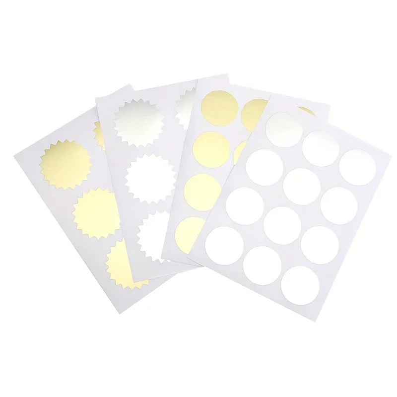 Blank round gear-edge self-adhesive seal sticker sheets for packaging, gift sealing and DIY handmade projects