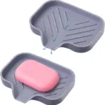Self-draining Silicone Soap Dish with Sloped Drain Spout, Non Slip Soap Holder for Bathroom Sink Shower Countertop
