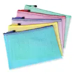 Multi-color waterproof mesh zipper pouches for school office travel supplies classification storage