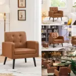 Mid-Century Faux Leather Accent Chair - Image 2