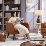 Mid-Century Faux Leather Accent Chair - Image 4
