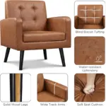 Mid-Century Faux Leather Accent Chair - Image 6