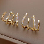 Gold Multi Hoop Crystal Wrap Stud Earrings - Image 7