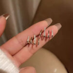 Gold Multi Hoop Crystal Wrap Stud Earrings - Image 5