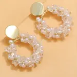 1PCS Pearl crystal circular earrings - Image 4