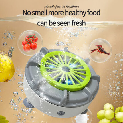 Portable underwater ultrasonic food purifier circulating bubbles to clean fruits, vegetables and seafood for household food detoxification
