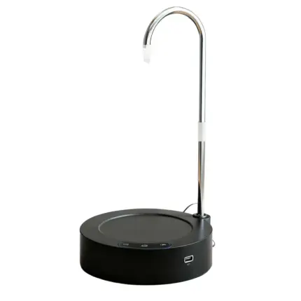 White desktop electric water dispenser with stainless steel gooseneck tap, automatic water pump for bottled water drinking at home office