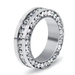 Black Full Eternity CZ Stackable Wedding Band Ring - Image 3