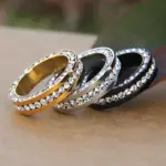 Black Full Eternity CZ Stackable Wedding Band Ring - Image 2