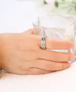 Black Full Eternity CZ Stackable Wedding Band Ring - Image 4