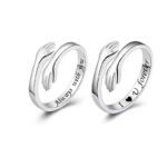 Silver Hug Hands Promise Open Ring - Image 4