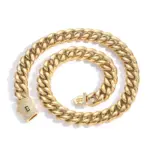 14K gold Cuban chain set with zirconia, titanium steel chain - Image 3