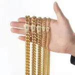 14K gold Cuban chain set with zirconia, titanium steel chain - Image 4