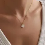 Minimal Cross Disc Pendant Necklace - Image 5