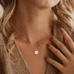 Minimal Cross Disc Pendant Necklace - Image 3