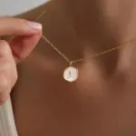 Minimal Cross Disc Pendant Necklace - Image 2