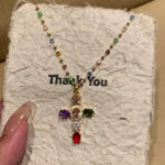 1PCS Colorful Cross Accented Crystal Necklace - Image 3