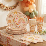 133Pcs Boho Rainbow Party Tableware Set
